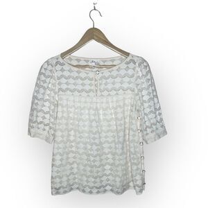 Milly New York Cream Swing Blouse with Button detail side - Size 8